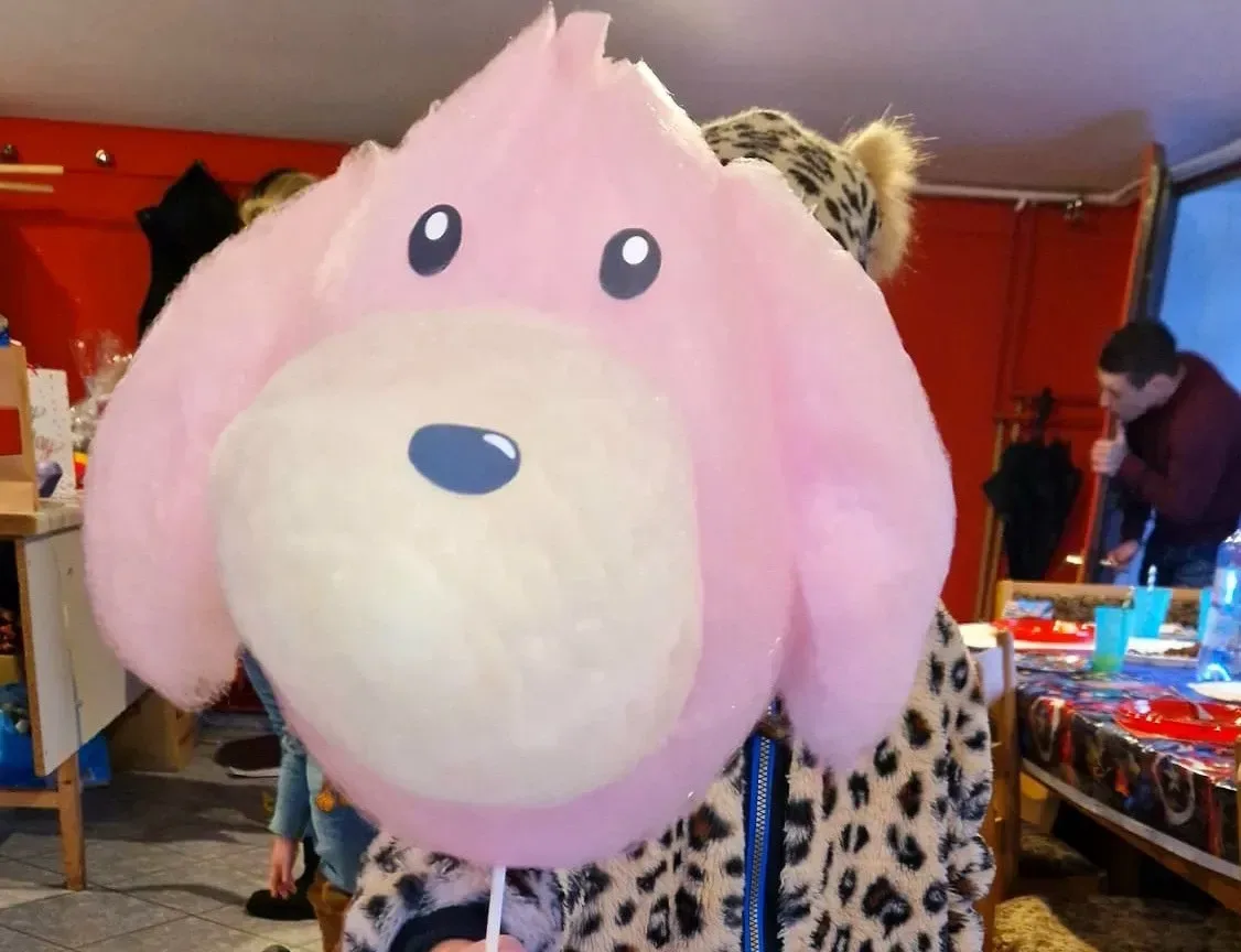 Fröhliche Geburtstagsrunde mit kreativen Zuckerwatte-Figuren